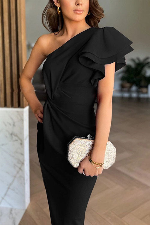 Mya | Rochie Midi cu Decolteu Asimetric