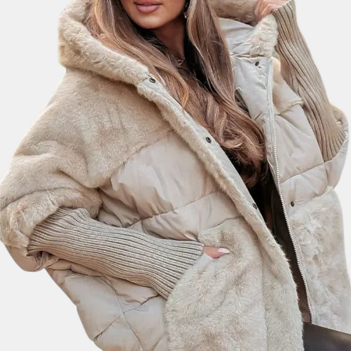 Gabriela - Jachetă Puffer Oversized cu Glugă și Patchwork