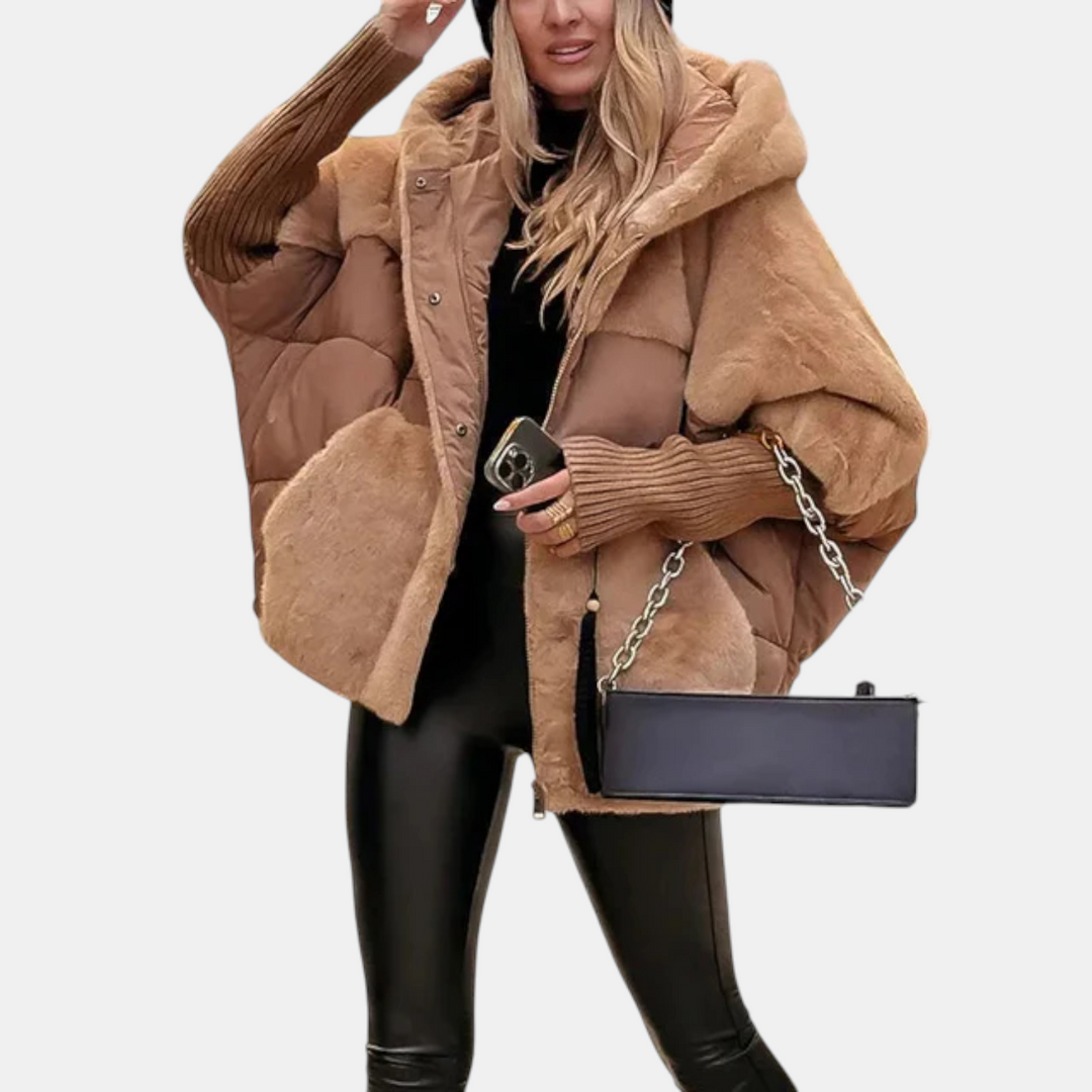 Gabriela - Jachetă Puffer Oversized cu Glugă și Patchwork