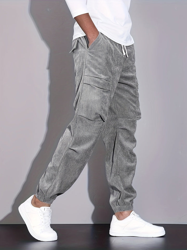 Pantaloni Roy Cargo din catifea reiată