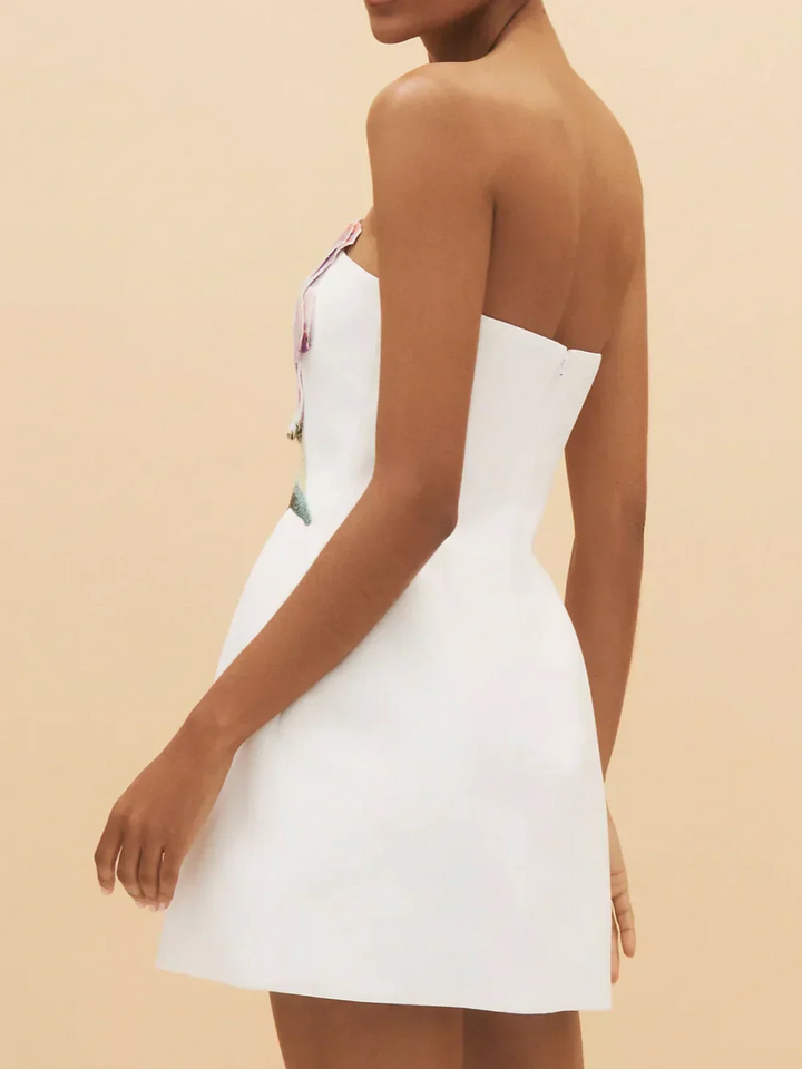 Rochie mini cu top cada brodat floral