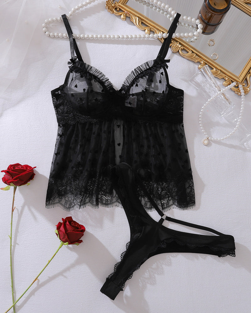 Rosa™ | Set Top din Mesh Sensual &amp; Chiloți