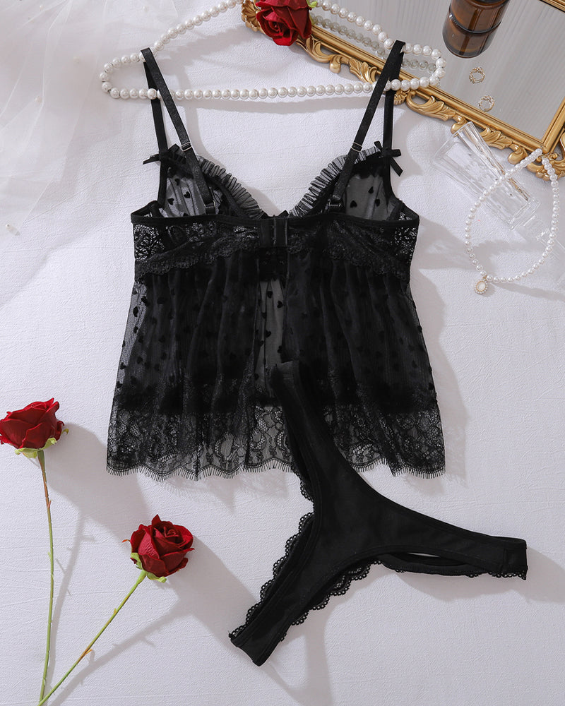 Rosa™ | Set Top din Mesh Sensual &amp; Chiloți