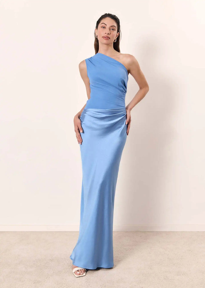 Sofia | Rochie Maxi din Satin cu Un Umăr